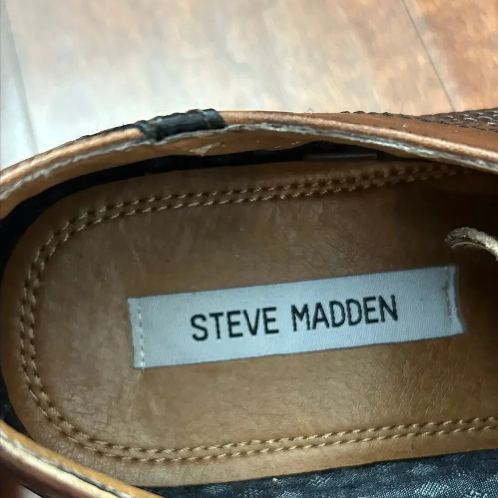 Steve Madden P. Dorian Dark Brown Men's Oxfords, Size 8.5